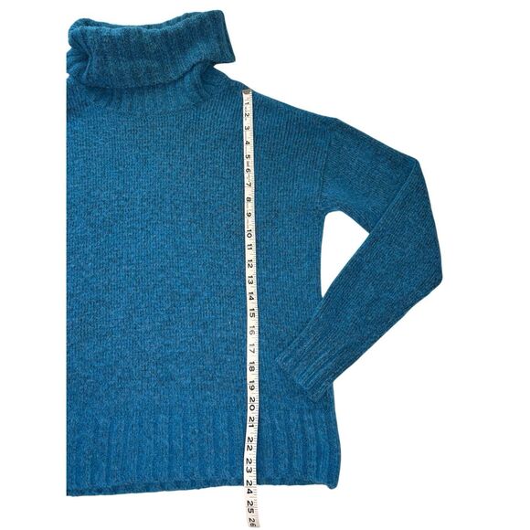LOFT Fuzzy Cowl Neck oversized sweater in teal - PS - Picture 7 of 8
